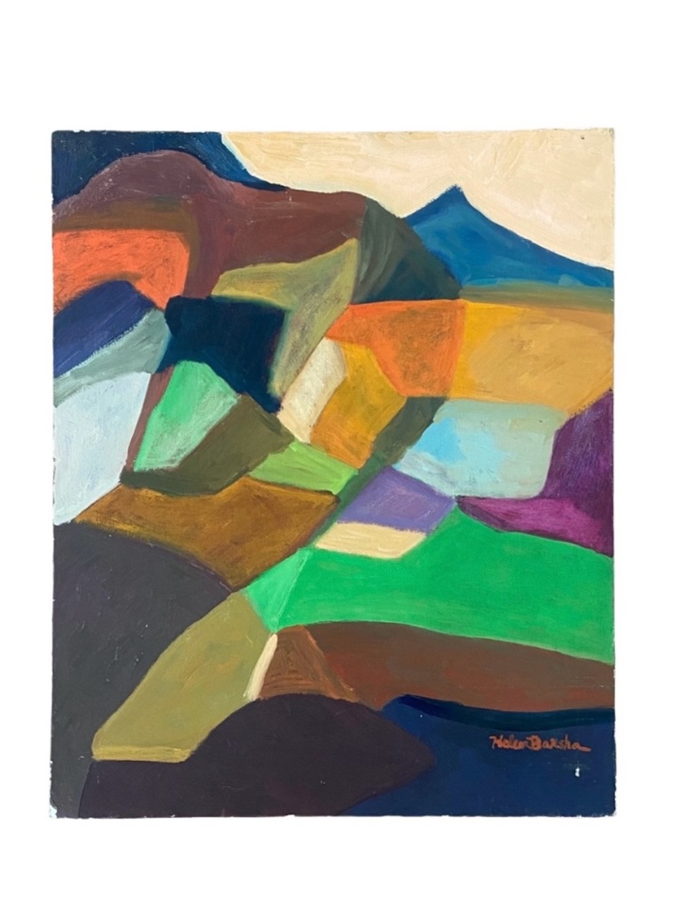 Vintage Abstract Mountains Painting by Helen Barsha
